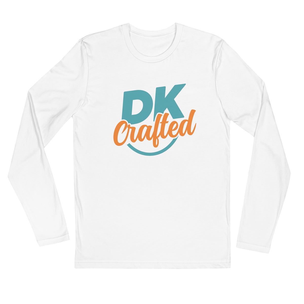 Long sleeve fitted crew, White, front view