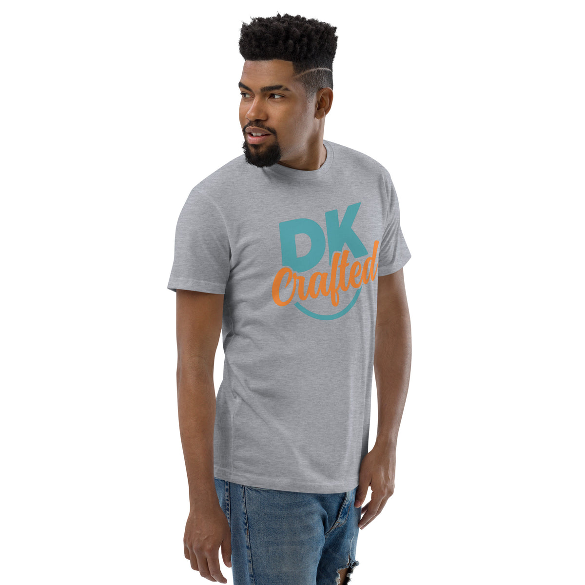 Premium Short Sleeve T-shirt, Heather Grey, right front view