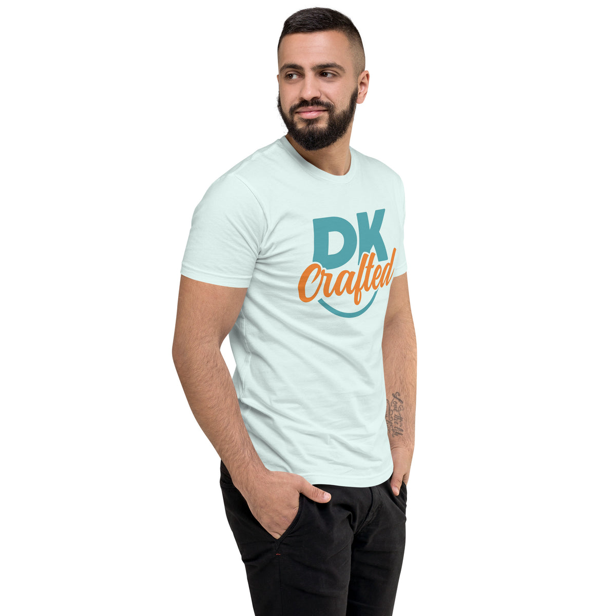 Premium Short Sleeve T-shirt, Light Blue, right front view
