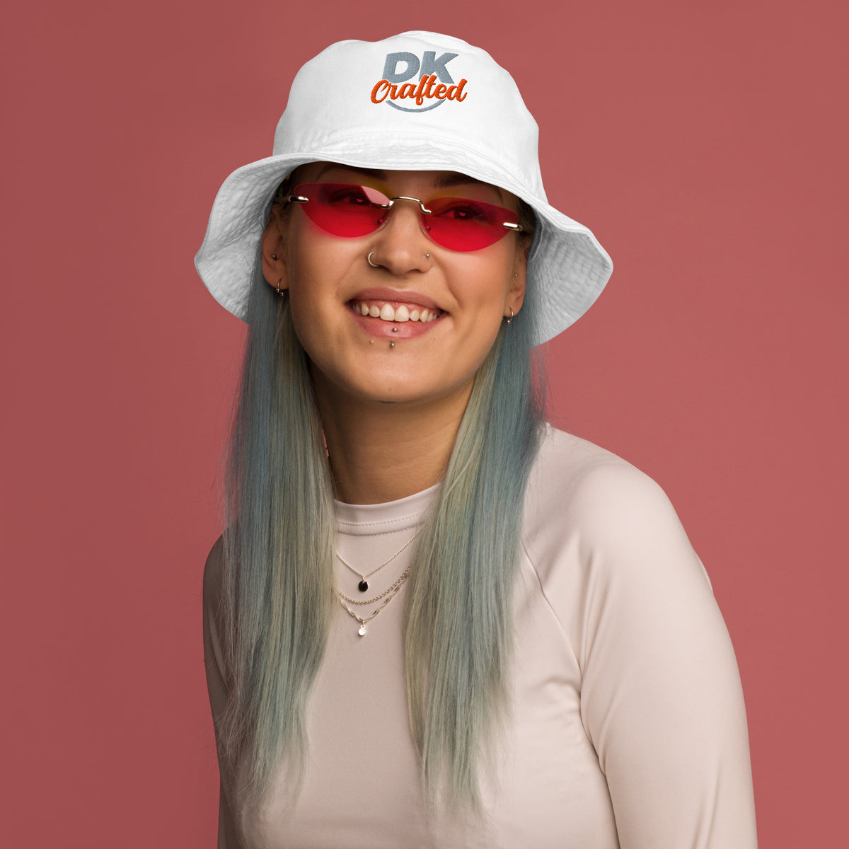 Organic bucket hat, Bio White, front view