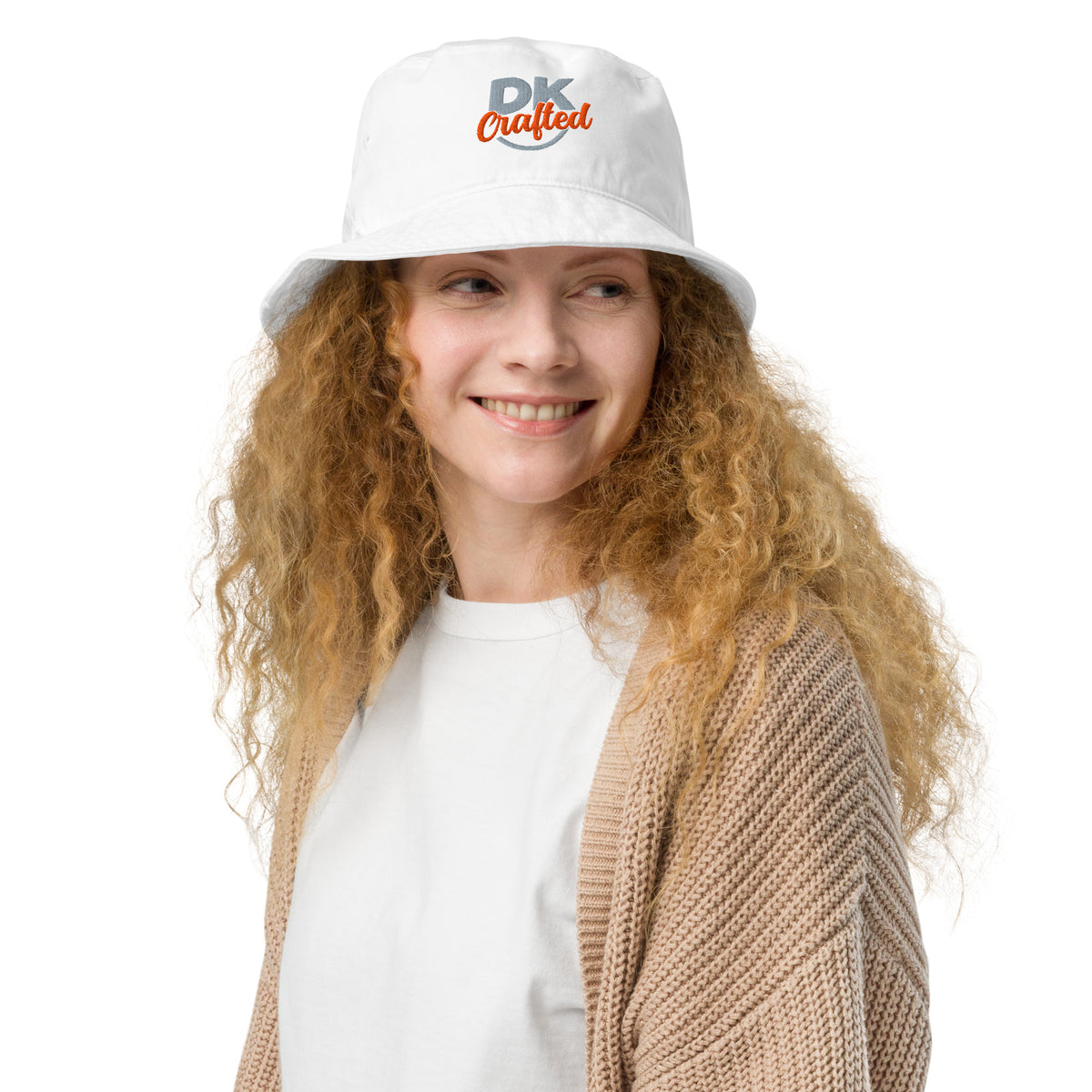 Organic bucket hat, Bio White, front view