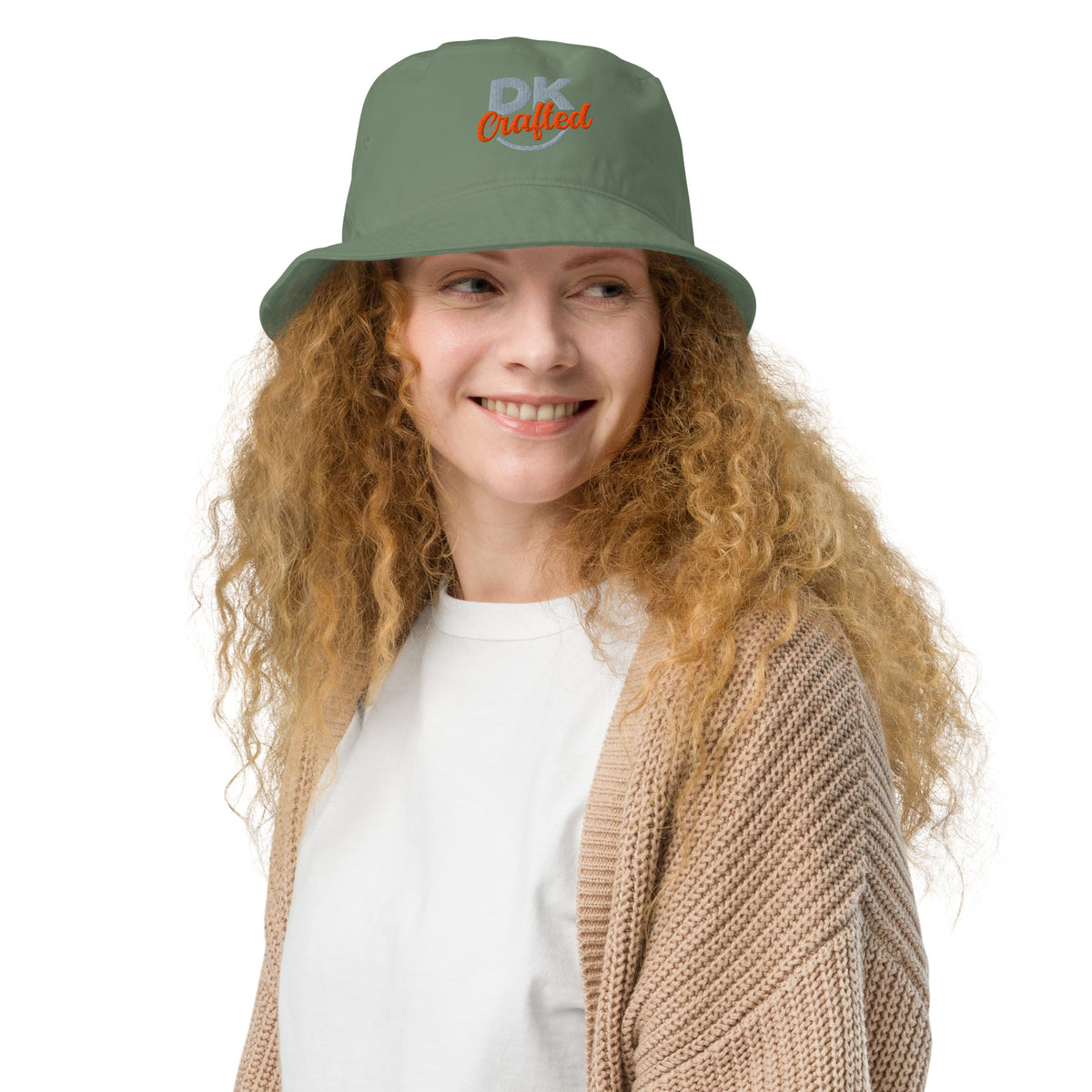Organic bucket hat, Dill, front view