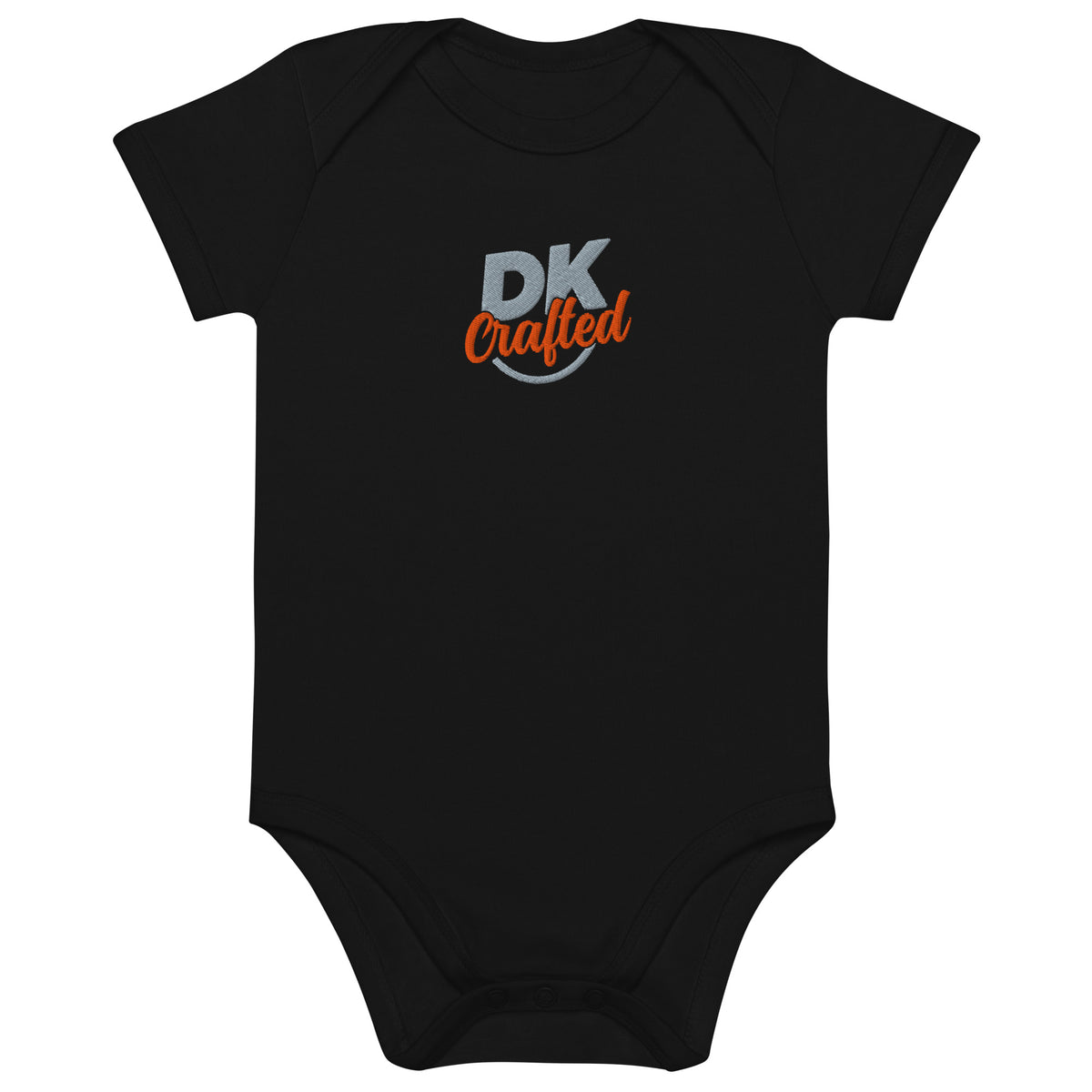 Organic cotton baby bodysuit, Black, front view