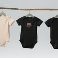 Organic cotton baby bodysuit, Black, front view