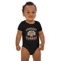 Organic cotton baby bodysuit, Black, front view