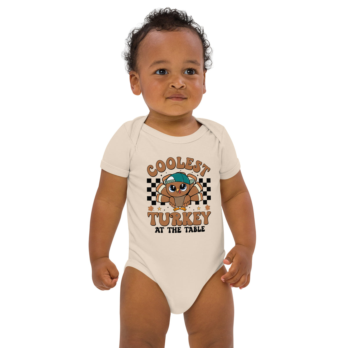 Organic cotton baby bodysuit, Organic Natural, front view