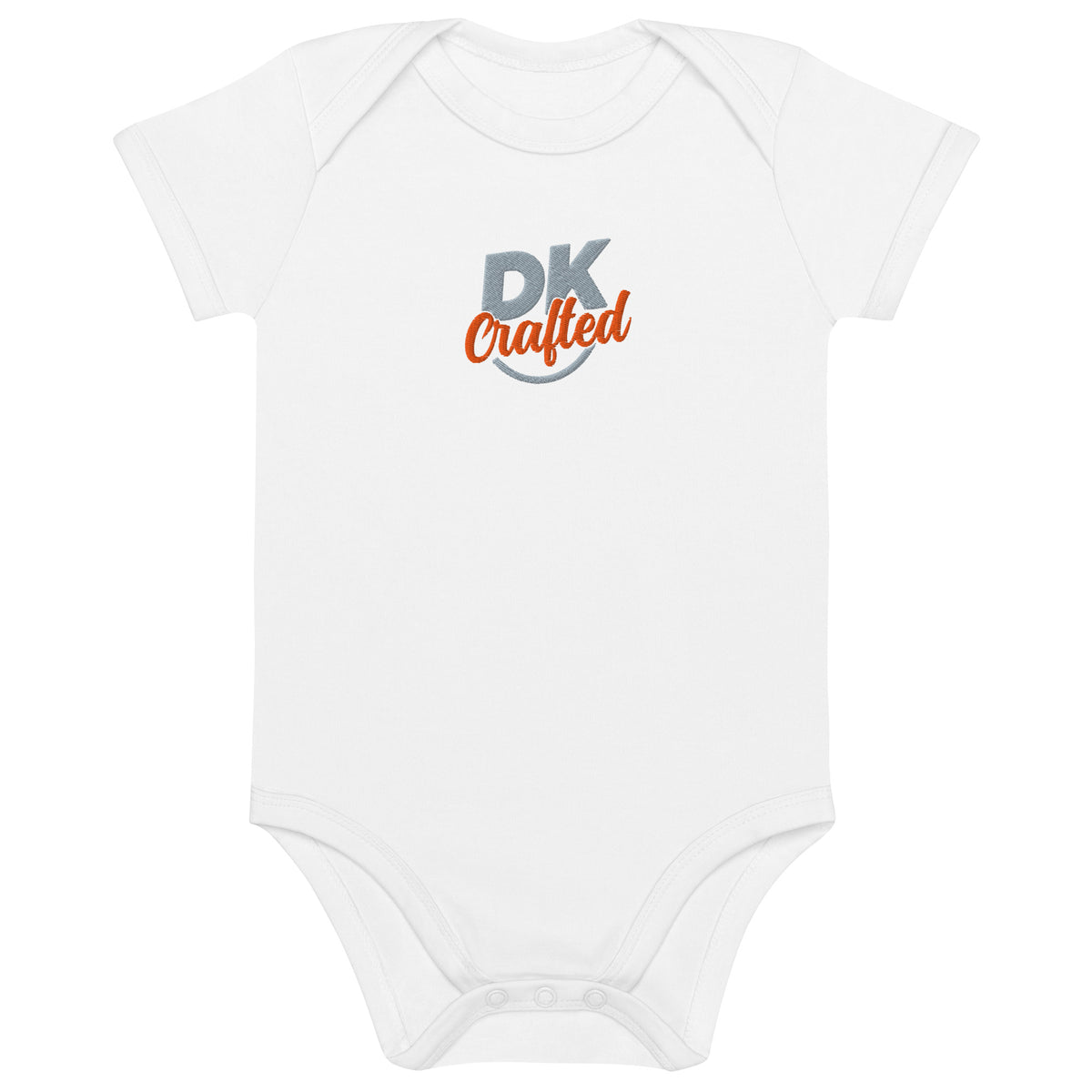 Organic cotton baby bodysuit, White, front view