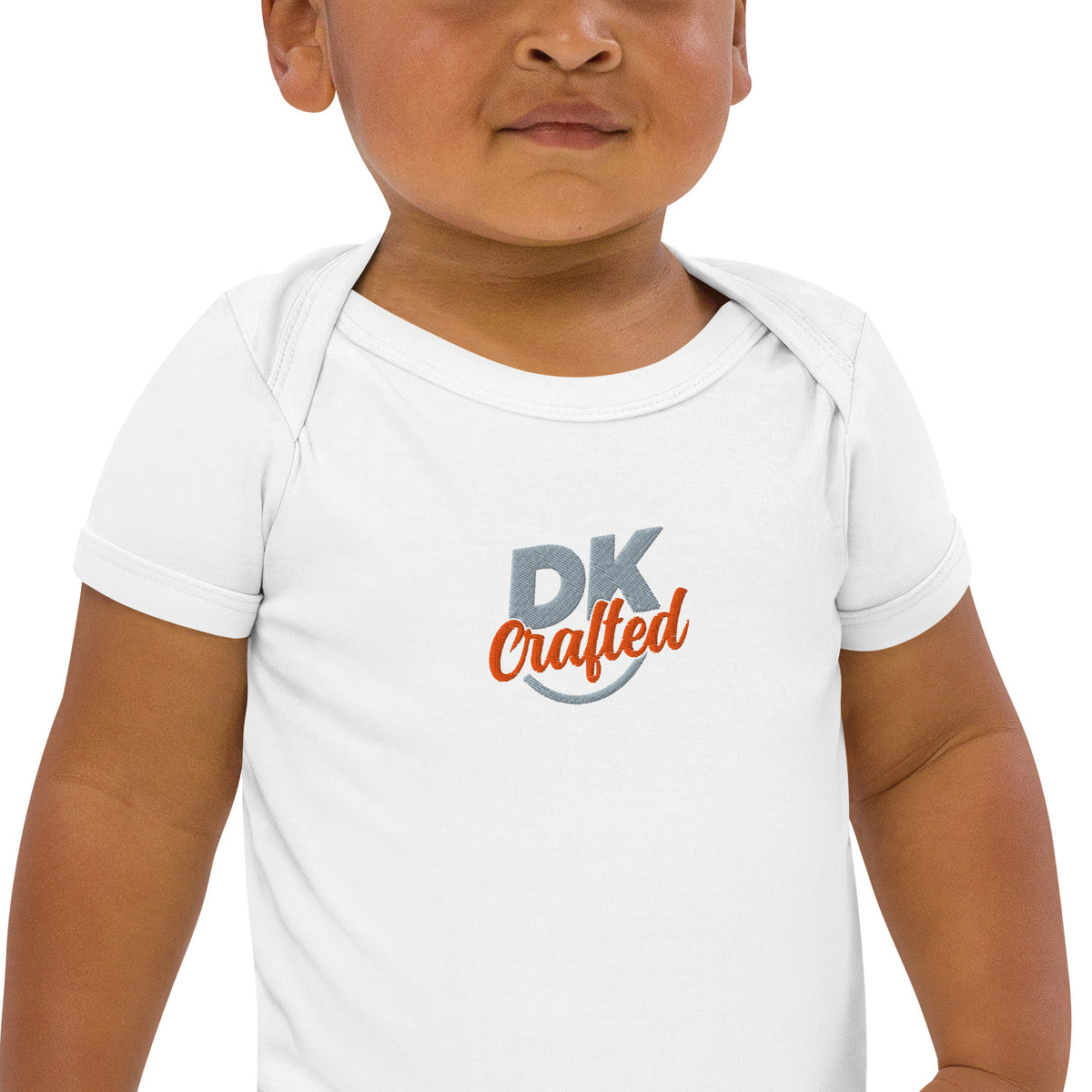 Organic cotton baby bodysuit, White, fabric detail view
