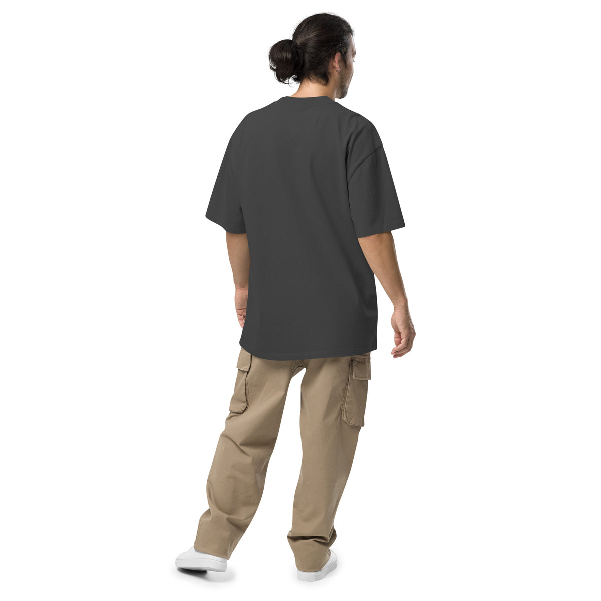 Relaxed Fit Faded Oversized T-shirt, Faded Black, back view