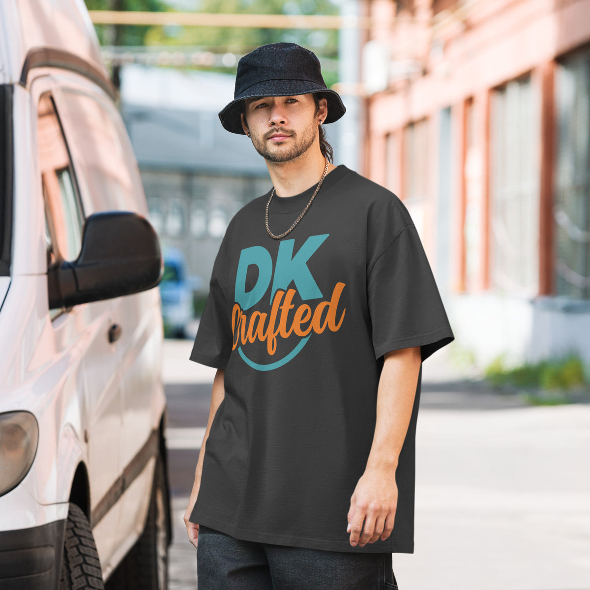 Relaxed Fit Faded Oversized T-shirt, Faded Black, front view