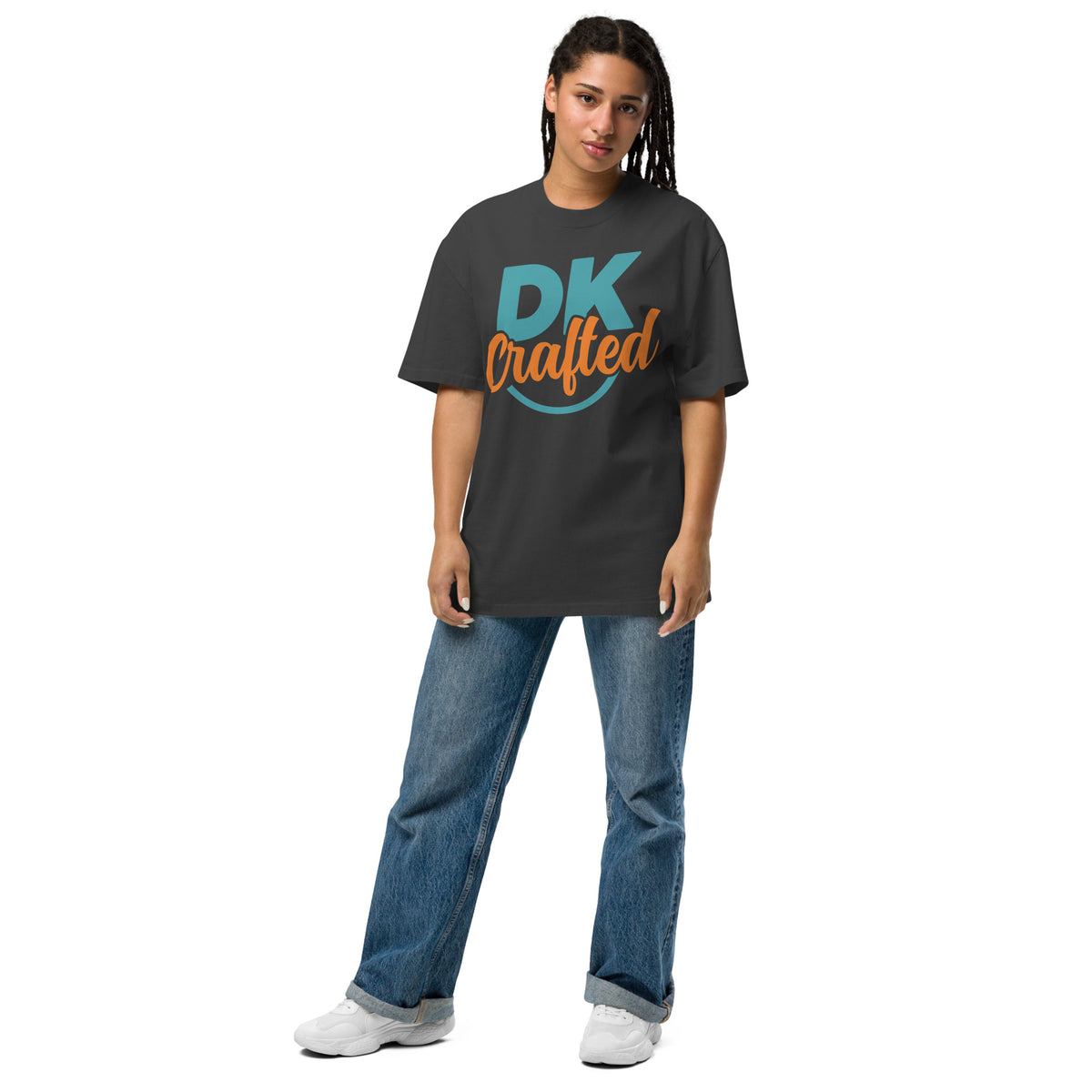 Relaxed Fit Faded Oversized T-shirt, Faded Black, front view