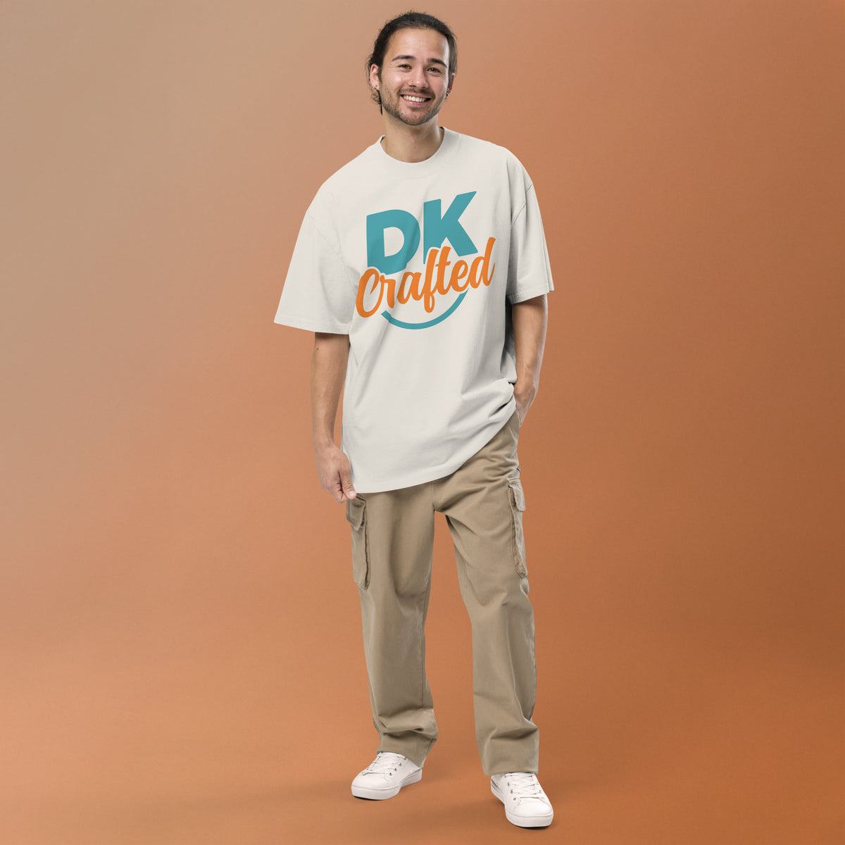Relaxed Fit Faded Oversized T-shirt, Faded Bone, front view