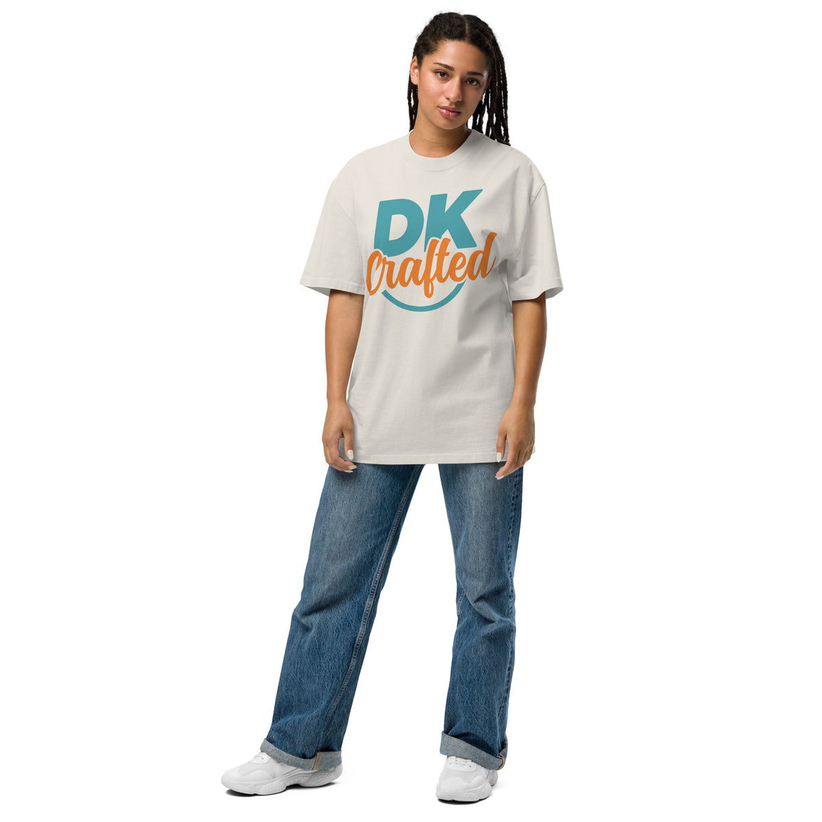 Relaxed Fit Faded Oversized T-shirt, Faded Bone, front view