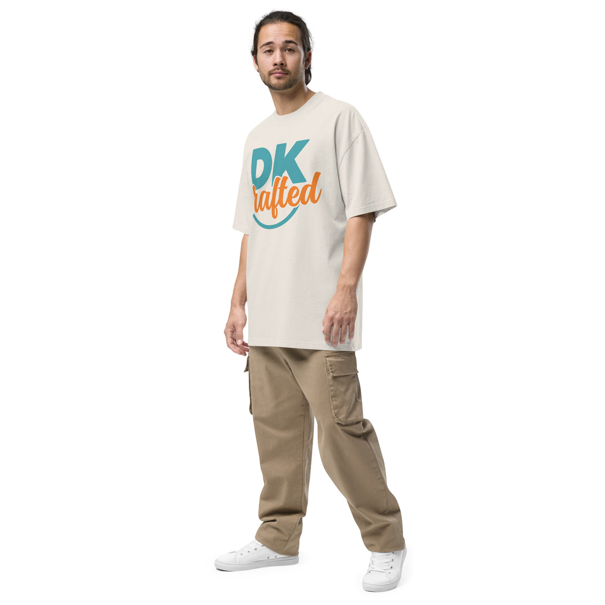 Relaxed Fit Faded Oversized T-shirt, Faded Bone, left front view