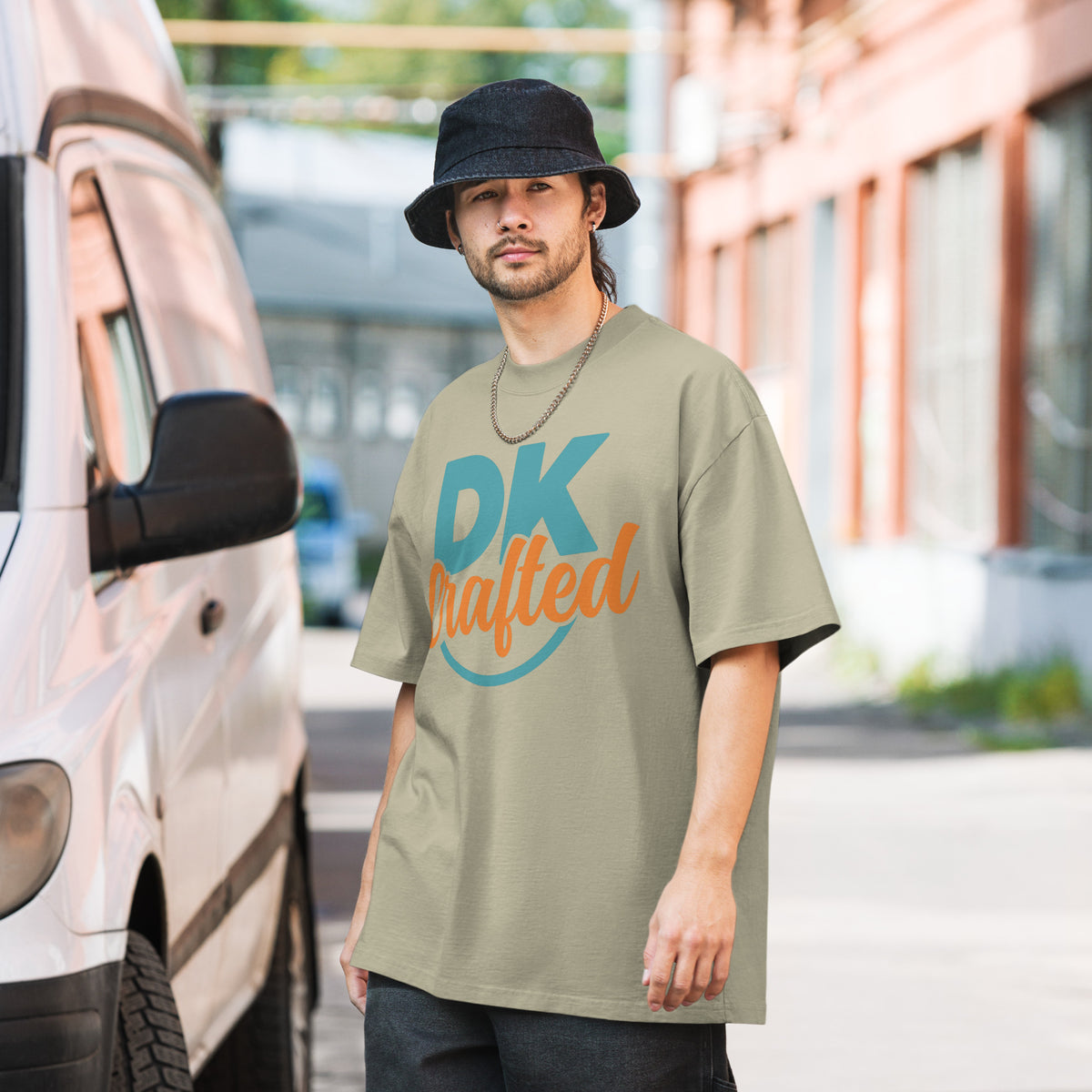 Relaxed Fit Faded Oversized T-shirt, Faded Eucalyptus, front view