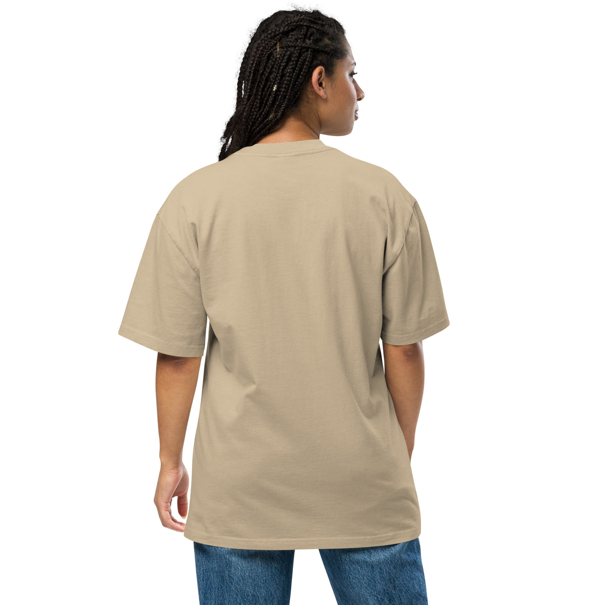 Relaxed Fit Faded Oversized T-shirt, Faded Khaki, back view