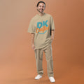 Oversized faded t-shirt, Faded Khaki, front view