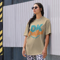 Oversized faded t-shirt, Faded Khaki, front view