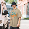 Relaxed Fit Faded Oversized T-shirt, Faded Khaki, front view