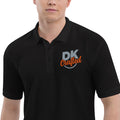 Men's premium polo, Black, fabric detail view