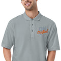 Men's premium polo, Cool Heather, fabric detail view