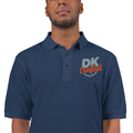 Men's premium polo, Navy, fabric detail view