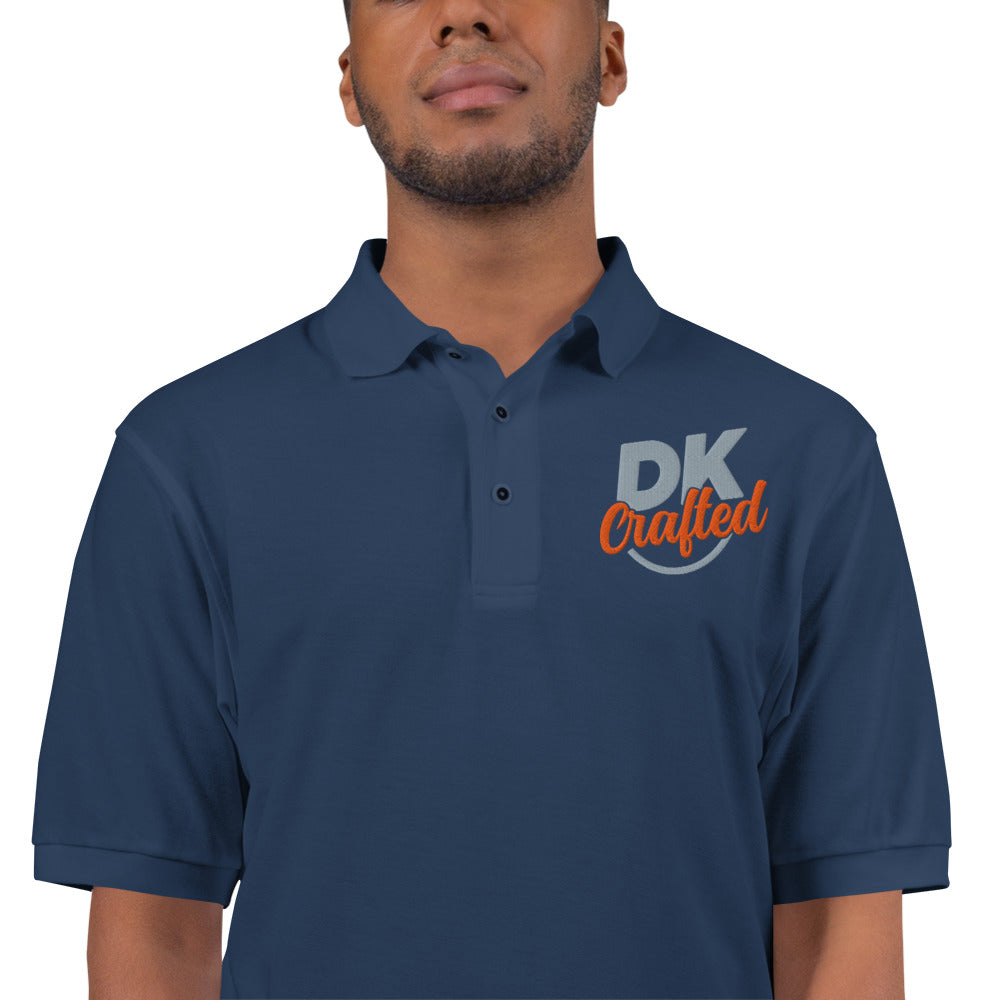 Men's premium polo, Navy, fabric detail view