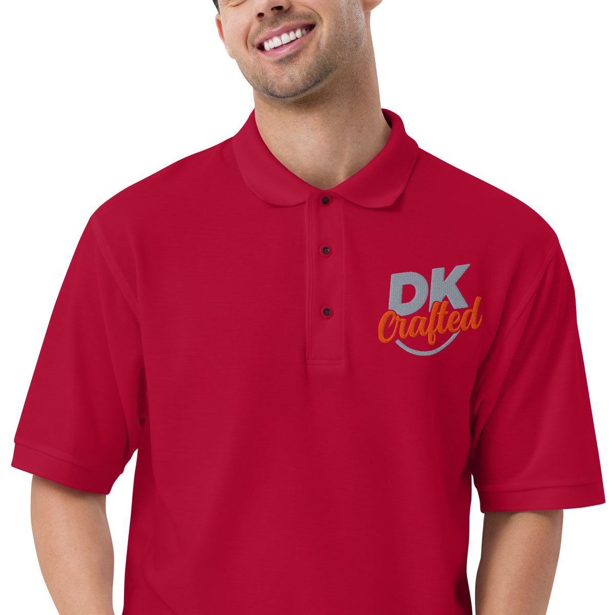 Men's premium polo, Red, fabric detail view