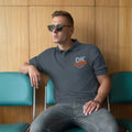 Men's premium polo, Steel Grey, front view