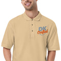 Men's premium polo, Stone, fabric detail view