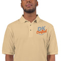 Men's premium polo, Stone, fabric detail view