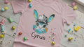 Custom Bunny with Baseball Cap and Bubbles Kids Tee | Personalized Easter Shirt