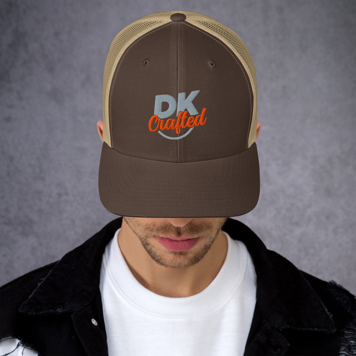 Trucker Cap, Brown Khaki, front view