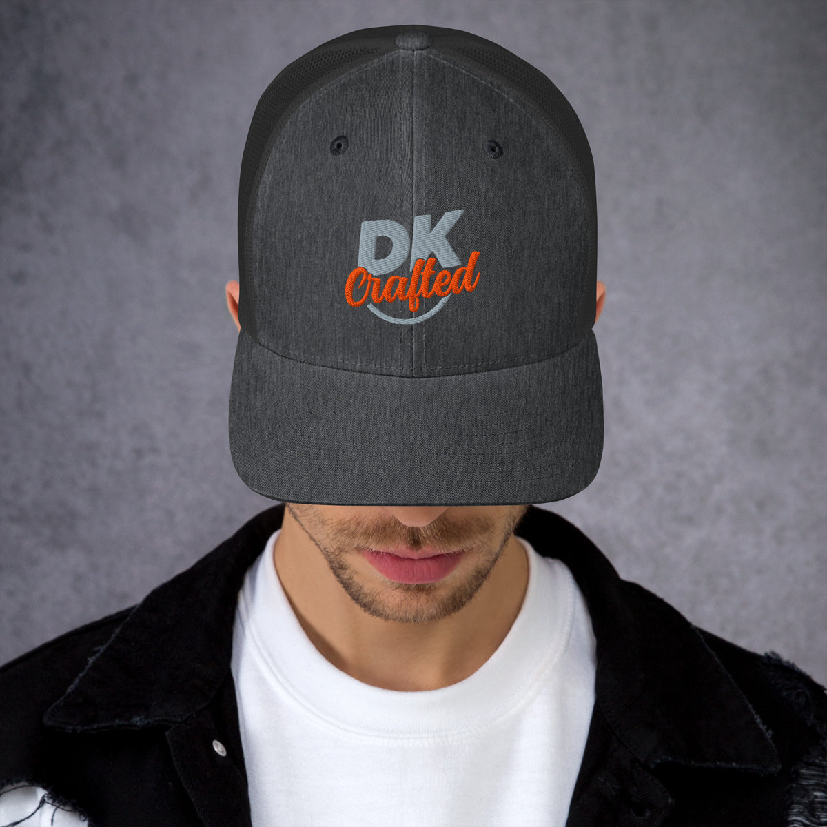 Trucker Cap, Dark Heather Gray, front view