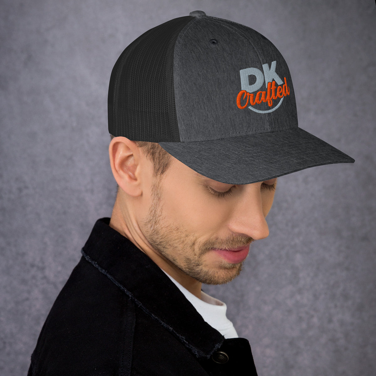 Trucker Cap, Dark Heather Gray, right view