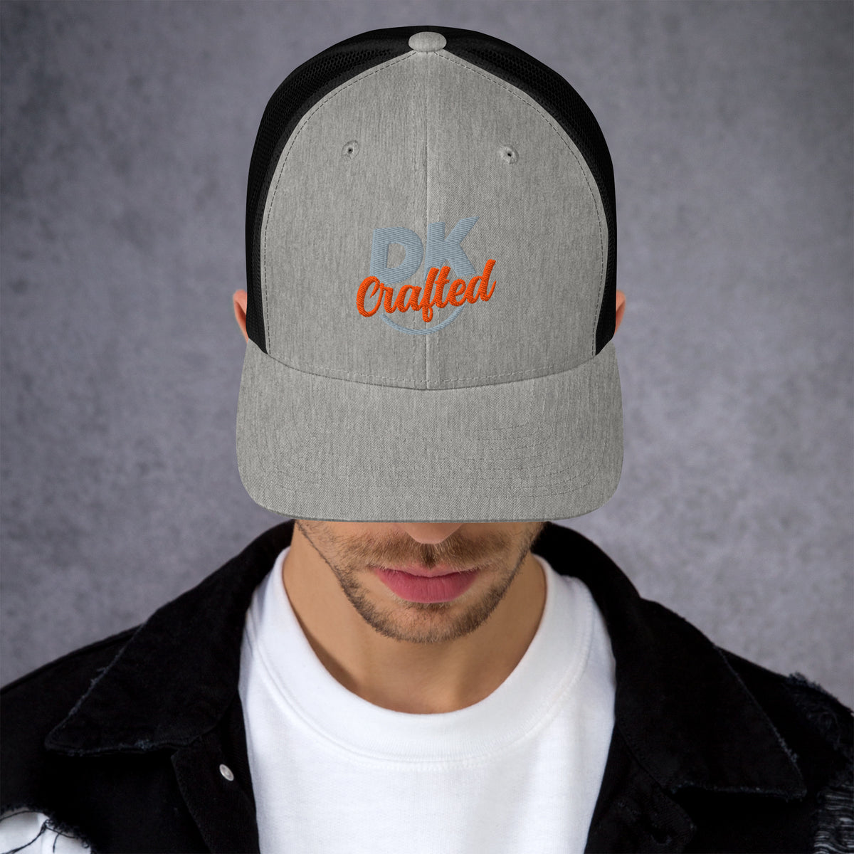 Trucker Cap, Heather Black, front view