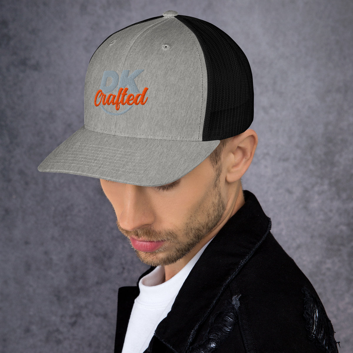 Trucker Cap, Heather Black, left view