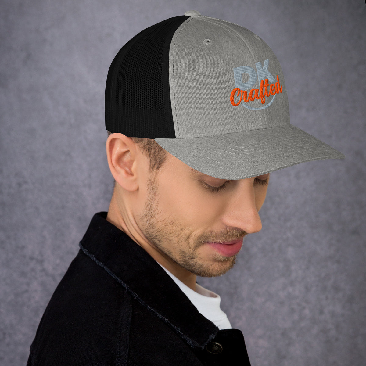 Trucker Cap, Heather Black, right view
