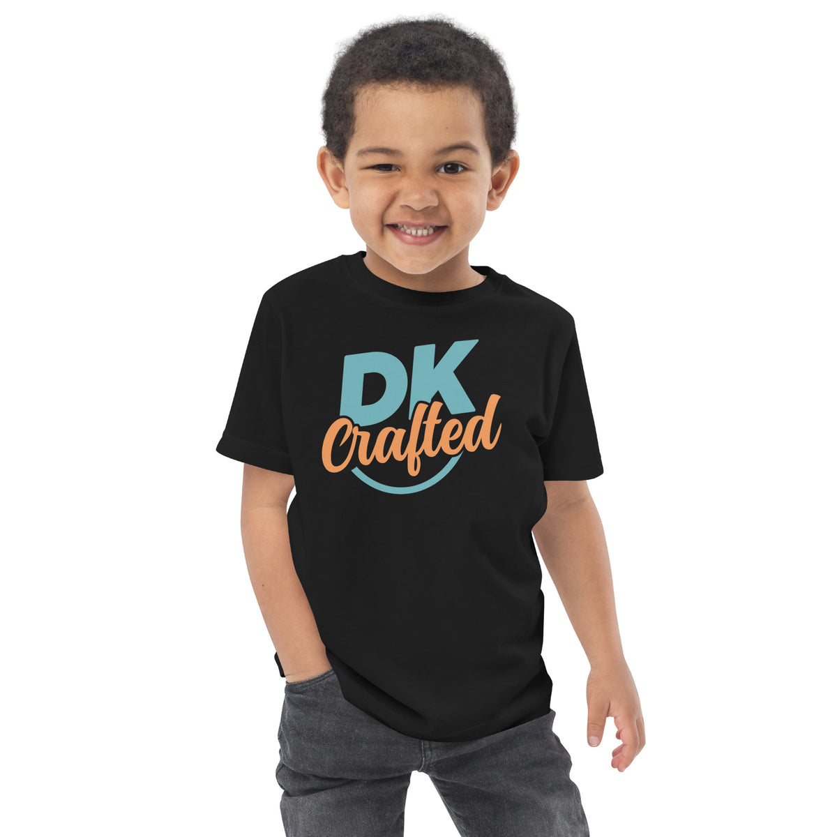 Toddler jersey t-shirt, Black, front view