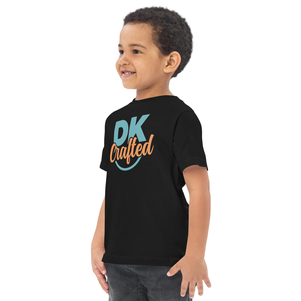 Toddler jersey t-shirt, Black, left front view
