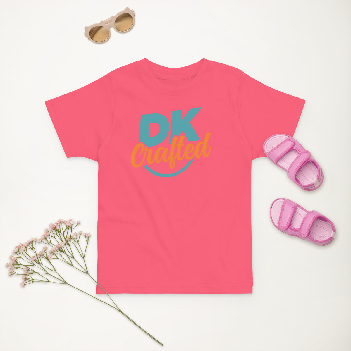 Toddler jersey t-shirt, Hot Pink, front view