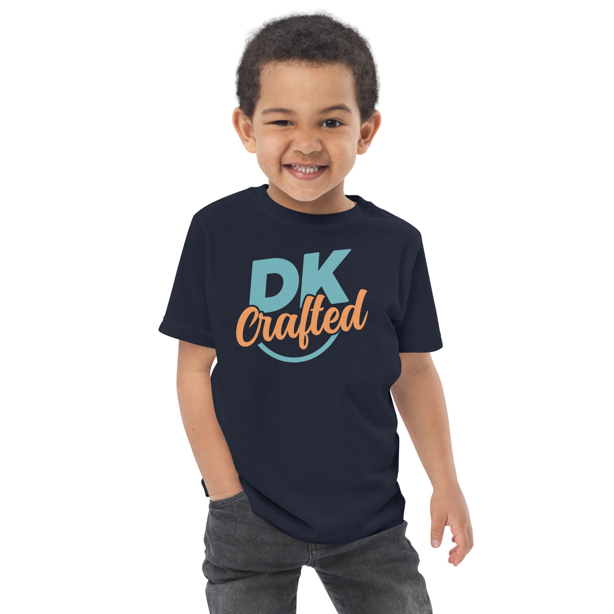 Toddler jersey t-shirt, Navy, front view