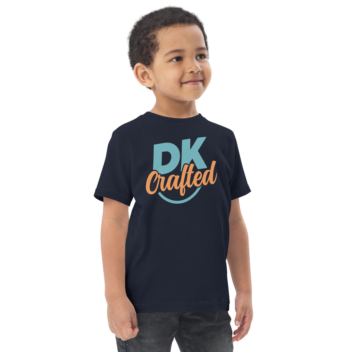 Toddler jersey t-shirt, Navy, right front view