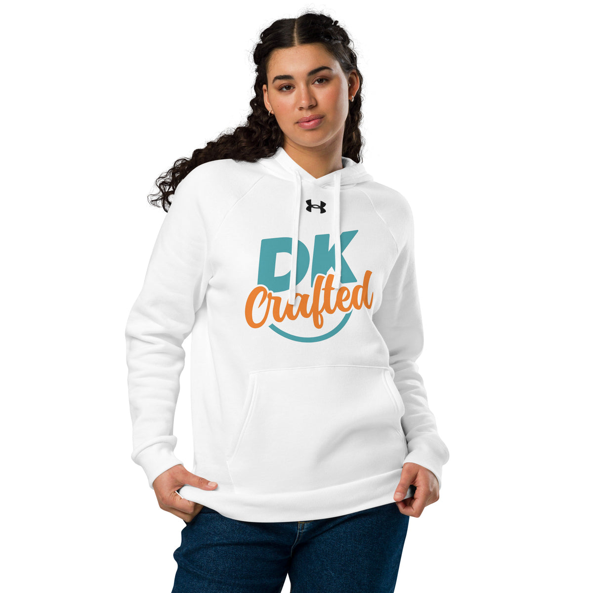 Under Armour hoodie, White, front view