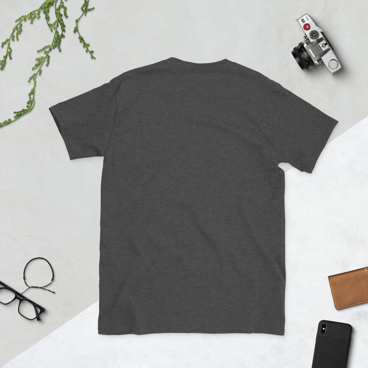 Short-Sleeve Unisex T-Shirt, Dark Heather Grey, back view