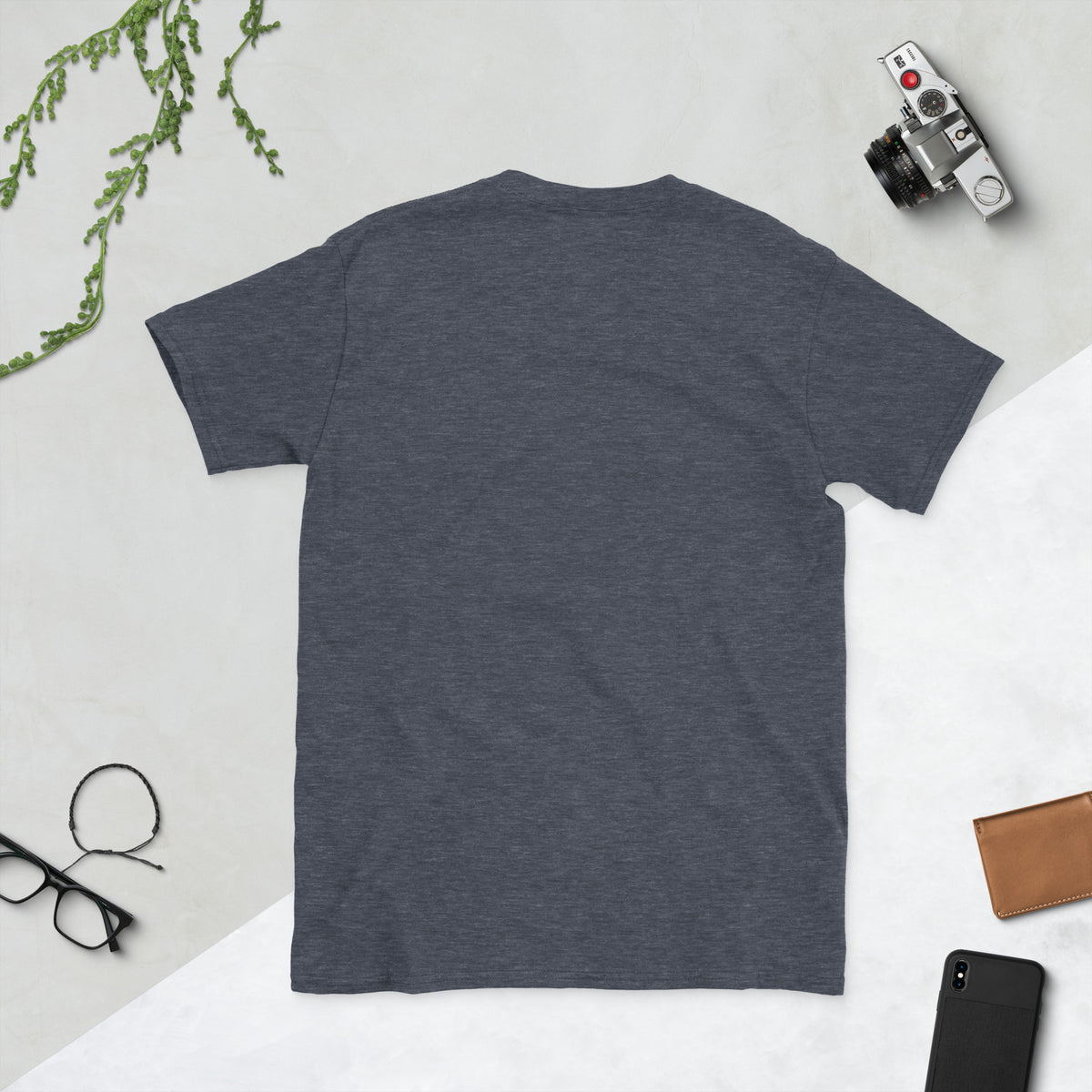 Short-Sleeve Unisex T-Shirt, Heather Navy, back view