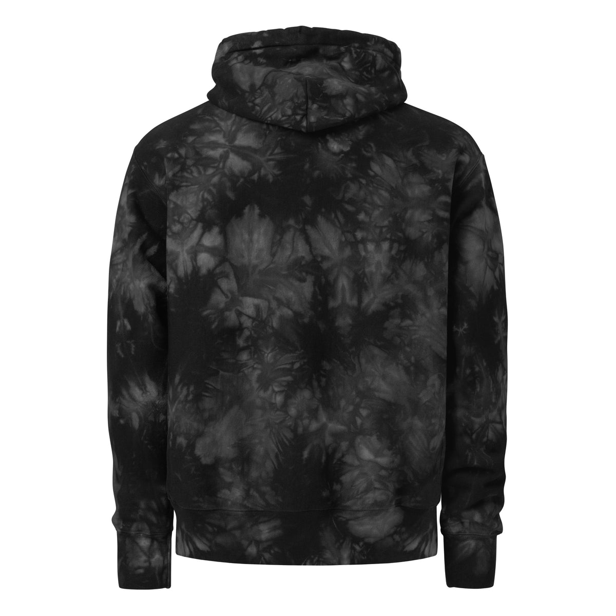 Unisex Champion tie-dye hoodie, Black, back view
