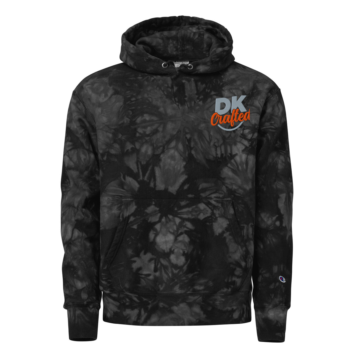 Unisex Champion tie-dye hoodie, Black, front view