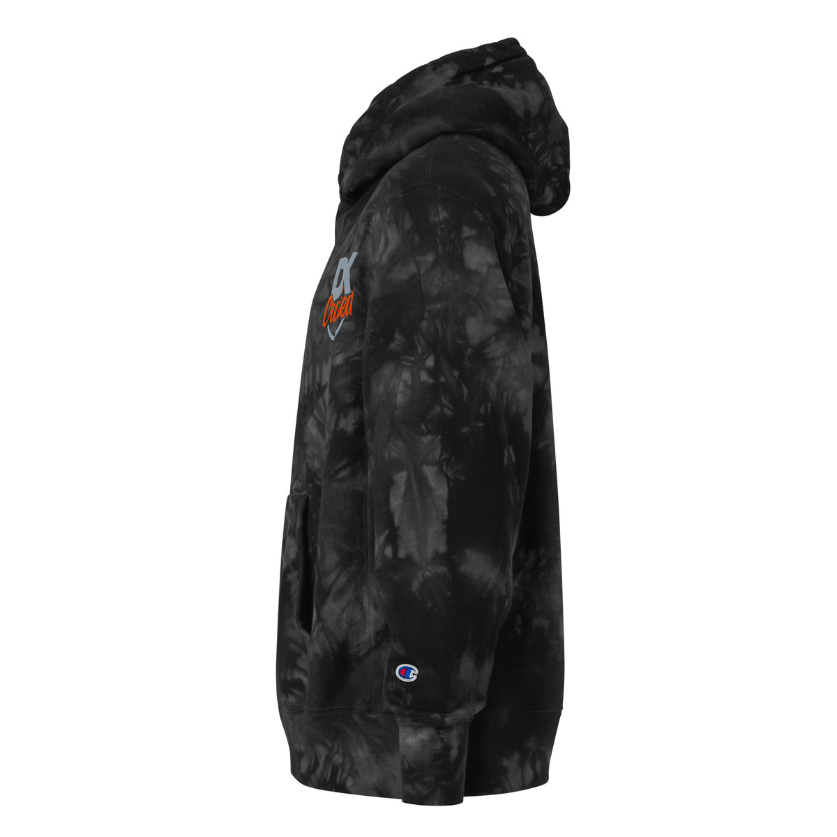 Unisex Champion tie-dye hoodie, Black, left view