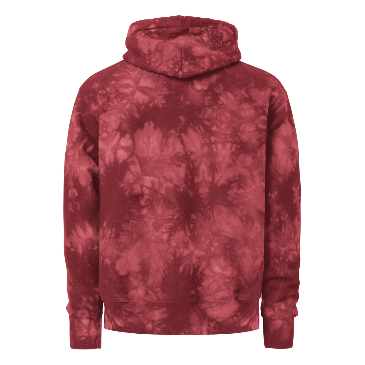 Unisex Champion tie-dye hoodie, Mulled Berry, back view